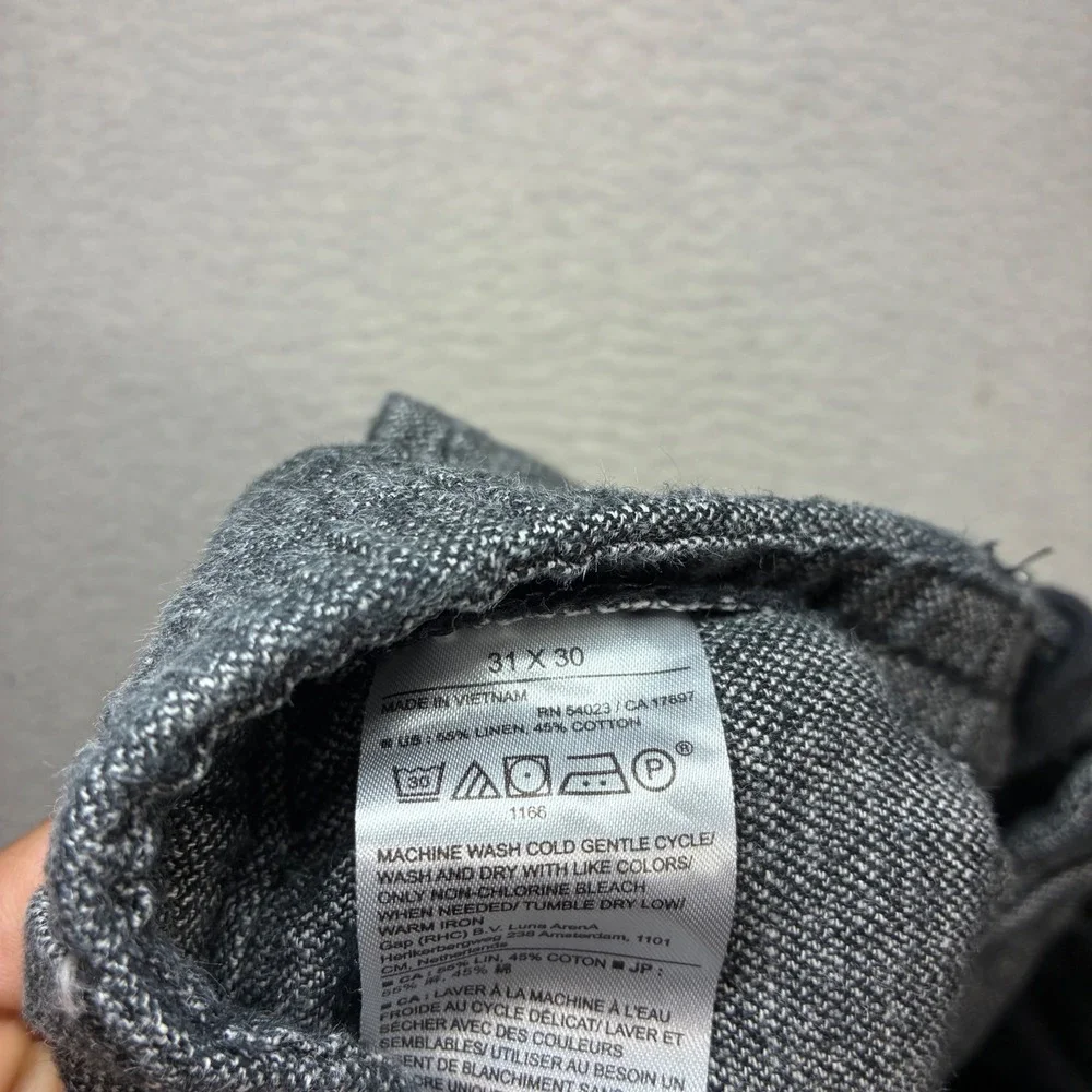Banana Republic Linen Blend Pants Men 31x27 Black Athletic Chino Summer Cropped